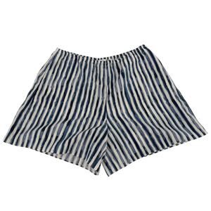 NWT Vince Women's Painterly Coastal Blue Striped Tencel Blend Shorts Size L